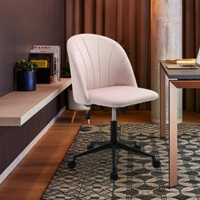 Load image into Gallery viewer, Pink Velvet Adjustable Office Chair with Rolling Wheels Living and Home