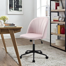 Load image into Gallery viewer, Pink Velvet Adjustable Office Chair with Rolling Wheels Living and Home
