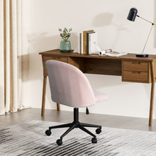 Load image into Gallery viewer, Pink Velvet Adjustable Office Chair with Rolling Wheels Living and Home