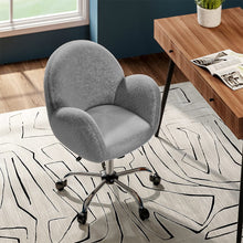 Load image into Gallery viewer, Grey Plush Adjustable Office Chair with Armrests and Rolling Wheels Living and Home