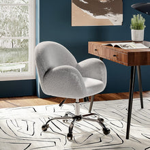 Load image into Gallery viewer, Grey Plush Adjustable Office Chair with Armrests and Rolling Wheels Living and Home