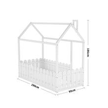 Load image into Gallery viewer, Solid Wooden House Bed Frame Low Toddler Bed with Fence and Roof Bed Frames Living and Home