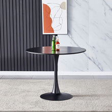 Load image into Gallery viewer, 90cm Dia Modern Round Dining Tables Tulip Table with Metal Base Dining Tables Living and Home Black