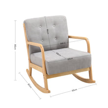 Load image into Gallery viewer, Grey Linen Rocking Chair Upholstered Seat Lounge Chair with Pillow Rocking Chairs Living and Home
