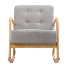 Load image into Gallery viewer, Grey Linen Rocking Chair Upholstered Seat Lounge Chair with Pillow Rocking Chairs Living and Home