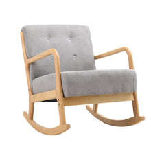 Load image into Gallery viewer, Grey Linen Rocking Chair Upholstered Seat Lounge Chair with Pillow Rocking Chairs Living and Home