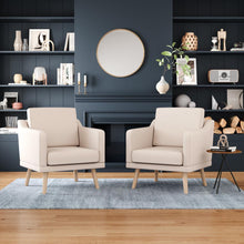 Load image into Gallery viewer, Linen Upholstered Padded Armchair Living Room Bedroom Single Sofa Armchairs Living and Home Beige