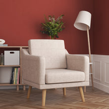 Load image into Gallery viewer, Linen Upholstered Padded Armchair Living Room Bedroom Single Sofa Armchairs Living and Home