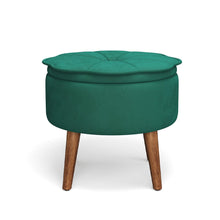 Load image into Gallery viewer, Round Petal Velvet Storage Ottoman Footstool with Lift-off Lid Storage Footstools & Benches Living and Home
