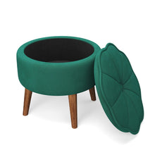 Load image into Gallery viewer, Petal Velvet Ottoman Round Storage Footstool with Lift-off Lid Storage Footstool & Benches Living and Home