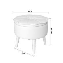 Load image into Gallery viewer, Round Petal Velvet Storage Ottoman Footstool with Lift-off Lid Storage Footstools & Benches Living and Home