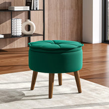 Load image into Gallery viewer, Round Petal Velvet Storage Ottoman Footstool with Lift-off Lid Storage Footstools & Benches Living and Home