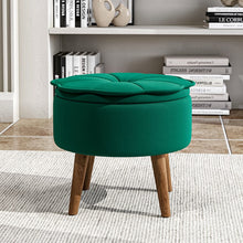 Load image into Gallery viewer, Round Petal Velvet Storage Ottoman Footstool with Lift-off Lid Storage Footstools & Benches Living and Home