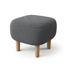 Load image into Gallery viewer, Upholstered Teddy Fleece Tufted Footstool with Wooden Legs