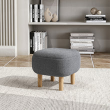 Load image into Gallery viewer, Upholstered Teddy Fleece Tufted Footstool with Wooden Legs