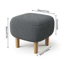 Load image into Gallery viewer, Upholstered Teddy Fleece Tufted Footstool with Wooden Legs