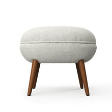 Load image into Gallery viewer, Linen Oval Stool Ottoman Footstool with Wooden Legs Footstools Living and Home