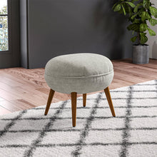 Load image into Gallery viewer, Linen Oval Stool Ottoman Footstool with Wooden Legs Footstools Living and Home Beige