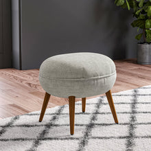 Load image into Gallery viewer, Linen Oval Stool Ottoman Footstool with Wooden Legs Footstools Living and Home