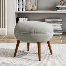 Load image into Gallery viewer, Linen Oval Stool Ottoman Footstool with Wooden Legs Footstools Living and Home