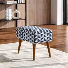 Load image into Gallery viewer, Mid-Century Patterned Ottoman Footstool with Walnut Legs