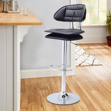 Load image into Gallery viewer, Stylish Black Adjustable Bar Stool with Cloud-Shaped PU Upholstery Living and Home