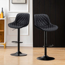 Load image into Gallery viewer, 2 Pcs Faux Leather Height Adjustable Bar Stool Black