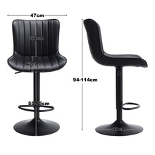 Load image into Gallery viewer, Set of 2 Bar Stools with Black Leather Swivel Adjustable Height Bar Stools Living and Home