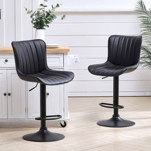 Load image into Gallery viewer, Set of 2 Gas Lift Faux Leather Bar Stool Black Bar Stools Living and Home