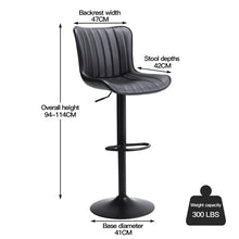 Load image into Gallery viewer, Set of 2 Bar Stools with Black Leather Swivel Adjustable Height Bar Stools Living and Home