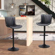 Load image into Gallery viewer, Set of 2 Bar Stools with Black Leather Swivel Adjustable Height Bar Stools Living and Home