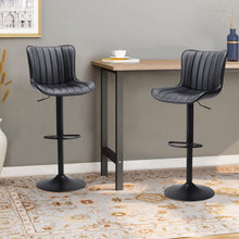 Load image into Gallery viewer, Set of 2 Bar Stools with Black Leather Swivel Adjustable Height Bar Stools Living and Home