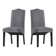 Load image into Gallery viewer, Grey Velvet High Back Dinning Chair Set of 2 Dining Chairs Living and Home