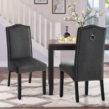 Load image into Gallery viewer, Grey Velvet High Back Dinning Chair Set of 2 Dining Chairs Living and Home