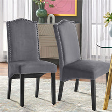 Load image into Gallery viewer, Grey Velvet High Back Dinning Chair Set of 2 Dining Chairs Living and Home