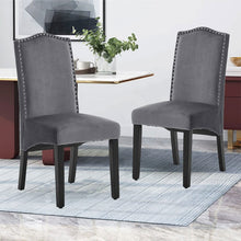 Load image into Gallery viewer, Grey Velvet High Back Dinning Chair Set of 2 Dining Chairs Living and Home