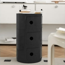 Load image into Gallery viewer, 58cm Height Cylindrical 3-Tier Plastic Storage 3 Drawer Unit Storage Drawers Living and Home Black