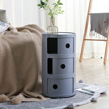 Load image into Gallery viewer, 58cm Height Cylindrical 3-Tier Plastic Storage 3 Drawer Unit Storage Drawers Living and Home Grey