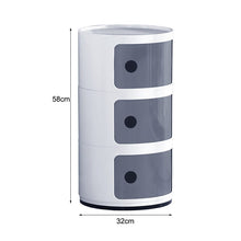 Load image into Gallery viewer, 58cm Height Cylindrical 3-Tier Plastic Storage 3 Drawer Unit Storage Drawers Living and Home