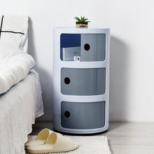 Load image into Gallery viewer, 58cm Height Cylindrical 3-Tier Plastic Storage 3 Drawer Unit Storage Drawers Living and Home White Frame and Grey Door
