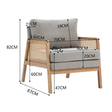 Load image into Gallery viewer, Grey Cushioned Wood Armchair