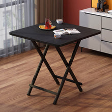 Load image into Gallery viewer, White Wooden Folding Dining Table with Metal Legs Dining Tables Living and Home 70cm W x 70cm D x 74cm H Black
