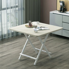 Load image into Gallery viewer, White Wooden Folding Dining Table with Metal Legs Dining Tables Living and Home 80cm W x 80cm D x 74cm H White