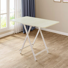 Load image into Gallery viewer, White Wooden Folding Dining Table with Metal Legs Dining Tables Living and Home 100cm W x 60cm D x 74cm H White