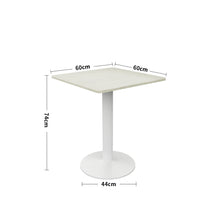 Load image into Gallery viewer, White Square Cafe Table with Metal Base