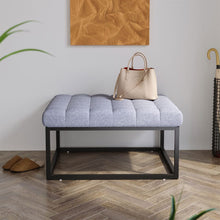 Load image into Gallery viewer, 84cm W Square Linen Footstool with Metal Frame Footstools Living and Home