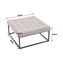 Load image into Gallery viewer, Square Linen Footstool with Metal Frame