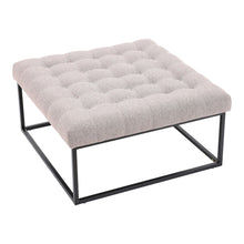 Load image into Gallery viewer, Square Linen Footstool with Metal Frame