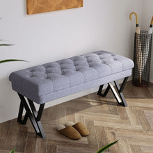 Load image into Gallery viewer, 104cm W Mid Century Soft Metal Upholstered Bench Benches Living and Home