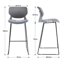 Load image into Gallery viewer, Modern Gray Plastic Bar Stools with Black Painted Legs, Set of Two Living and Home